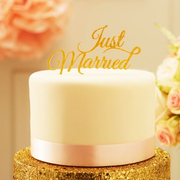 Cake topper Just Married glitter