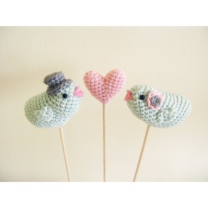 Muñecos para pastel pajaritos de amigurumi